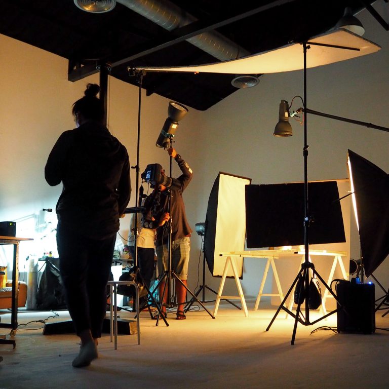 Silhouette,Of,People,Working,In,Production,Studio,For,Shooting,Or